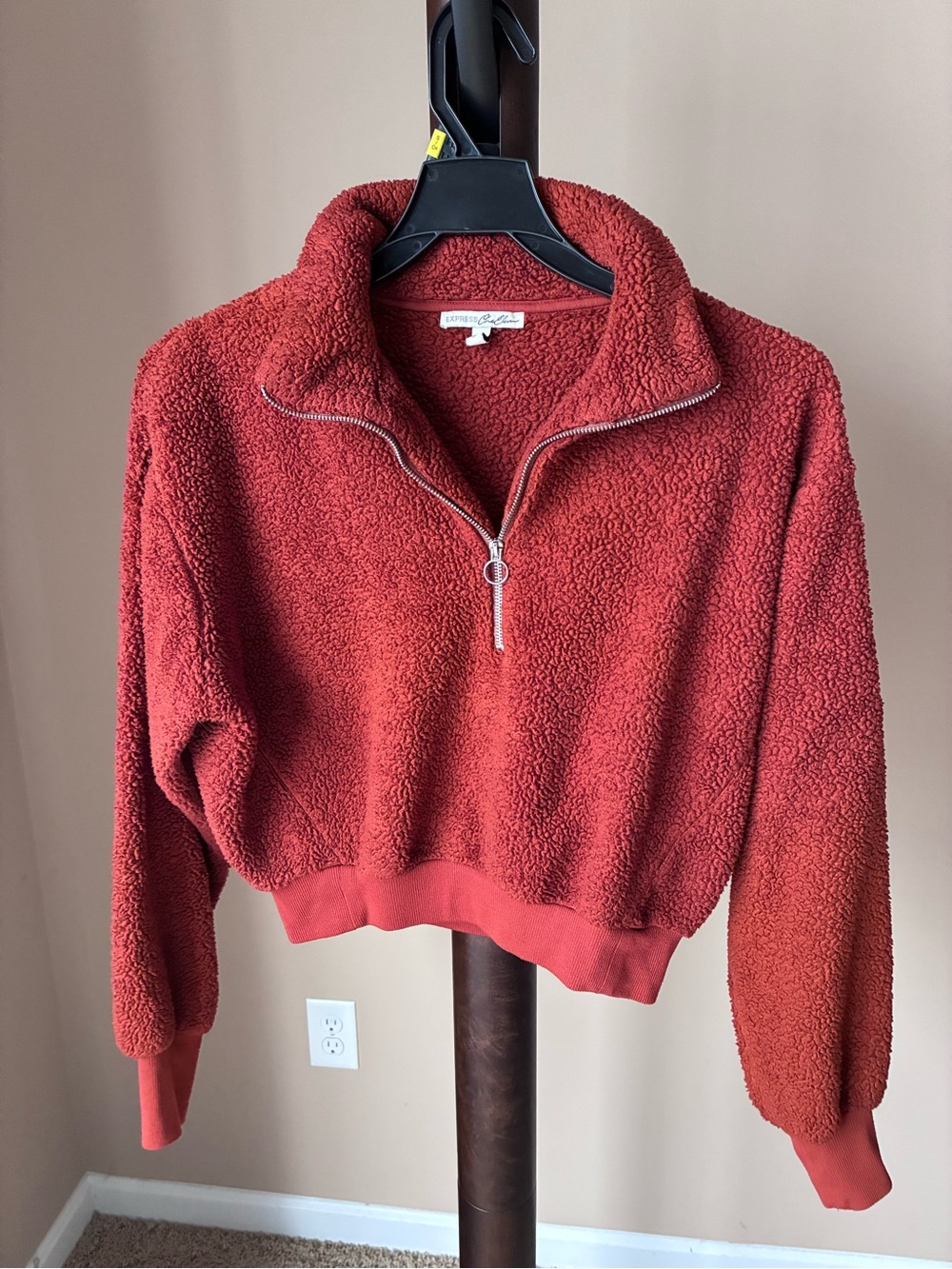 Express Cozy Quarter-Zip Sherpa Pullover Jacket